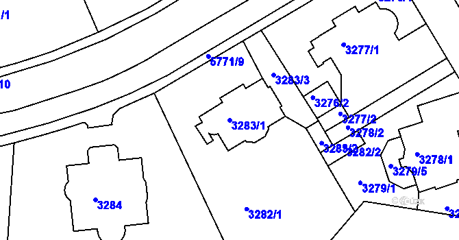 Parcela st. 3283/1 v KÚ Liberec, Katastrální mapa