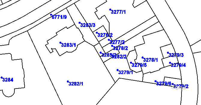 Parcela st. 3283/2 v KÚ Liberec, Katastrální mapa