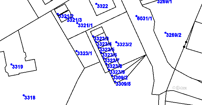Parcela st. 3323/6 v KÚ Liberec, Katastrální mapa