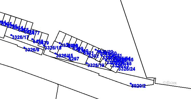 Parcela st. 3326/20 v KÚ Liberec, Katastrální mapa