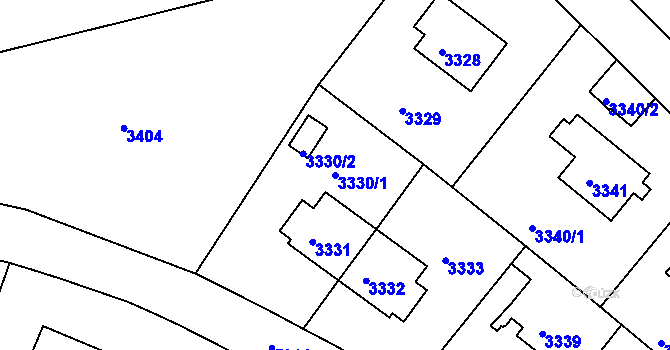 Parcela st. 3330/1 v KÚ Liberec, Katastrální mapa