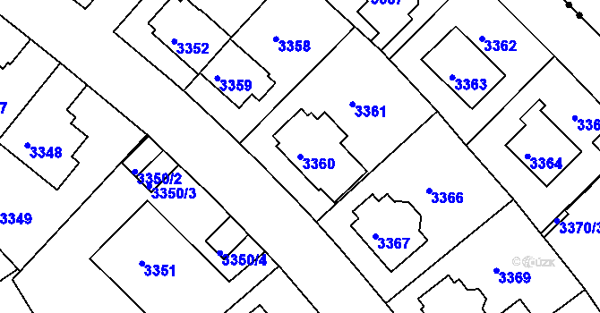 Parcela st. 3360 v KÚ Liberec, Katastrální mapa