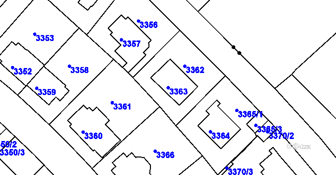 Parcela st. 3363 v KÚ Liberec, Katastrální mapa
