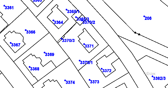 Parcela st. 3371 v KÚ Liberec, Katastrální mapa