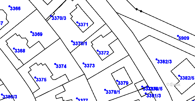 Parcela st. 3372 v KÚ Liberec, Katastrální mapa