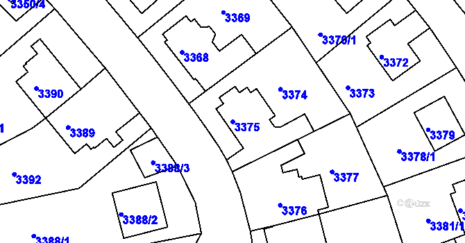 Parcela st. 3375 v KÚ Liberec, Katastrální mapa