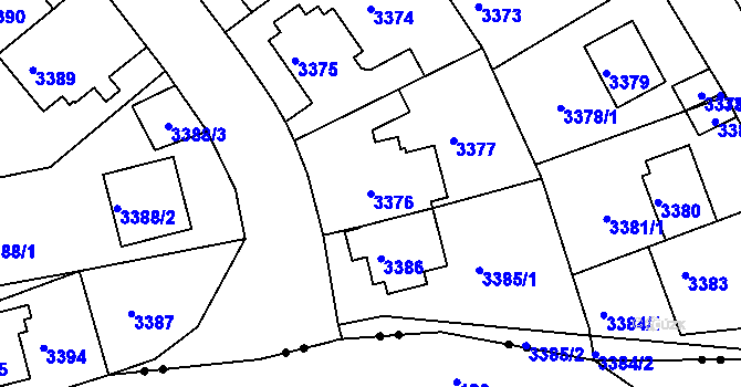 Parcela st. 3376 v KÚ Liberec, Katastrální mapa