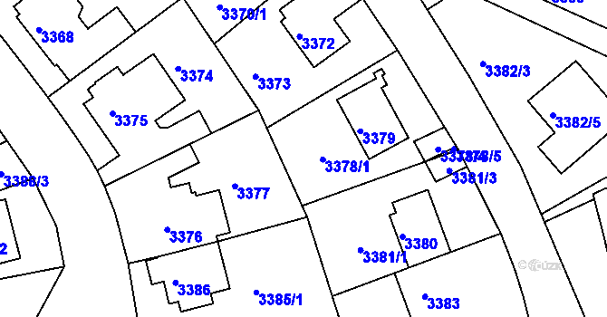 Parcela st. 3378 v KÚ Liberec, Katastrální mapa