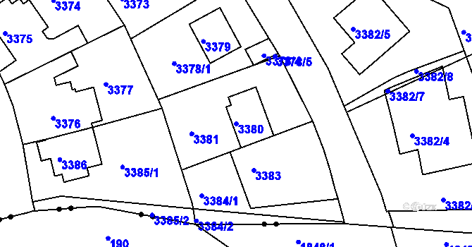 Parcela st. 3380 v KÚ Liberec, Katastrální mapa