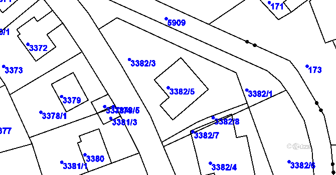 Parcela st. 3382/5 v KÚ Liberec, Katastrální mapa