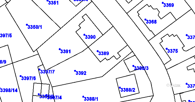 Parcela st. 3389 v KÚ Liberec, Katastrální mapa