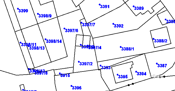 Parcela st. 3397/4 v KÚ Liberec, Katastrální mapa
