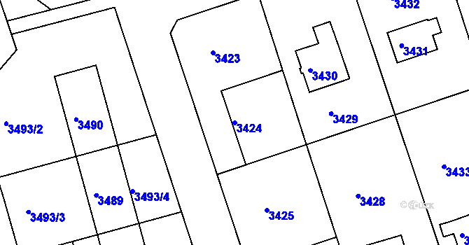 Parcela st. 3424 v KÚ Liberec, Katastrální mapa