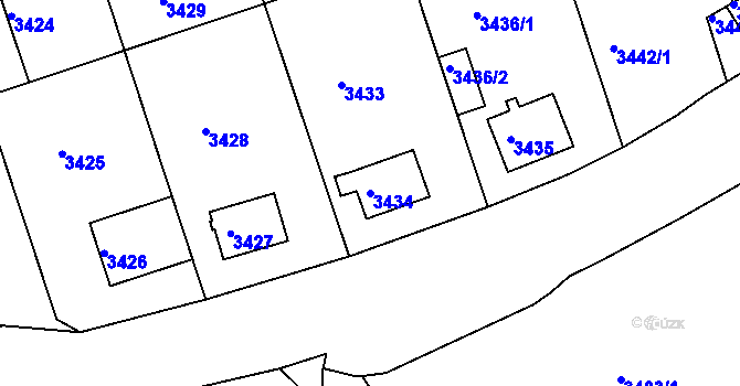 Parcela st. 3434 v KÚ Liberec, Katastrální mapa