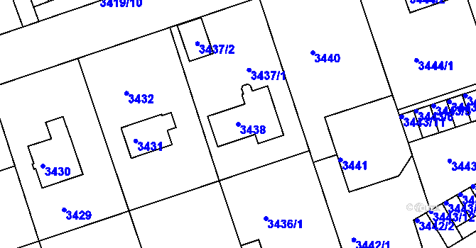 Parcela st. 3438 v KÚ Liberec, Katastrální mapa