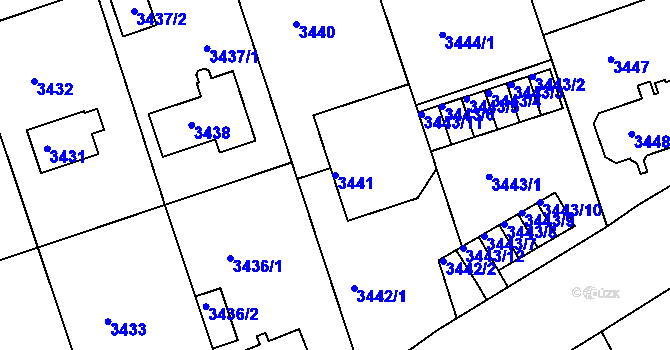 Parcela st. 3441 v KÚ Liberec, Katastrální mapa