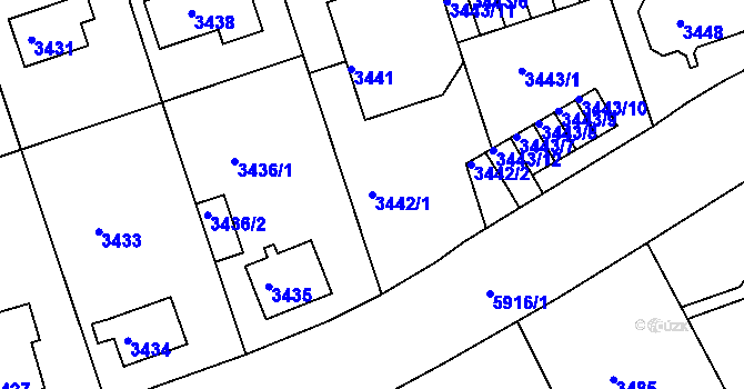 Parcela st. 3442/1 v KÚ Liberec, Katastrální mapa