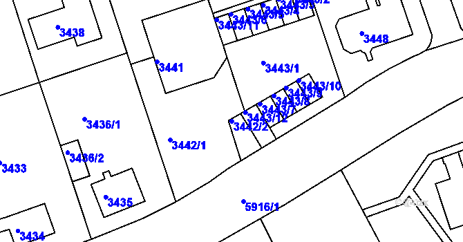 Parcela st. 3442/2 v KÚ Liberec, Katastrální mapa