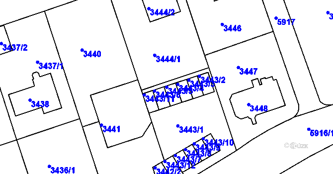 Parcela st. 3443/5 v KÚ Liberec, Katastrální mapa