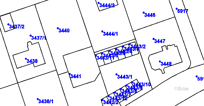 Parcela st. 3443/6 v KÚ Liberec, Katastrální mapa