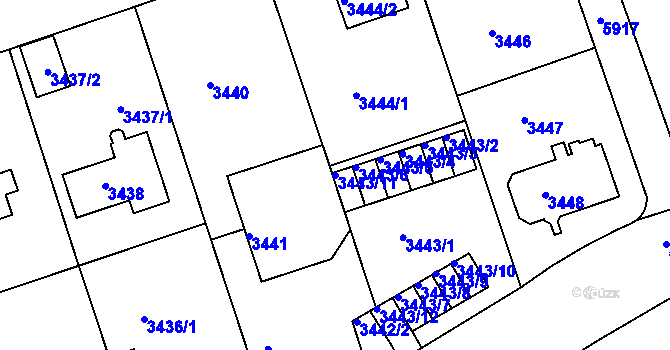 Parcela st. 3443/11 v KÚ Liberec, Katastrální mapa