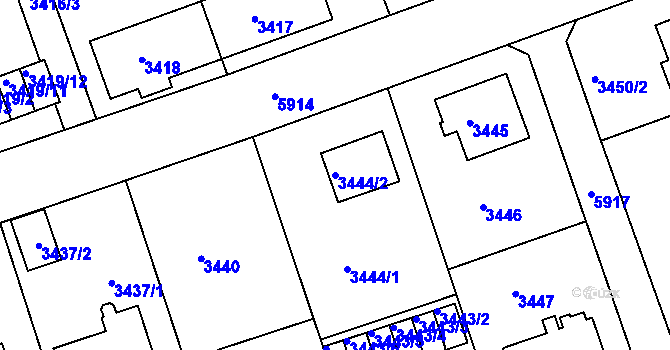 Parcela st. 3444/2 v KÚ Liberec, Katastrální mapa
