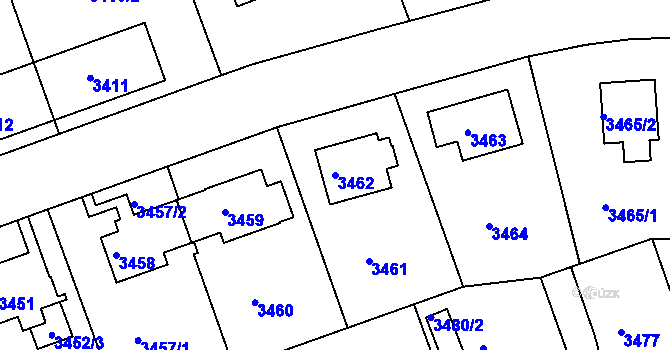 Parcela st. 3462 v KÚ Liberec, Katastrální mapa