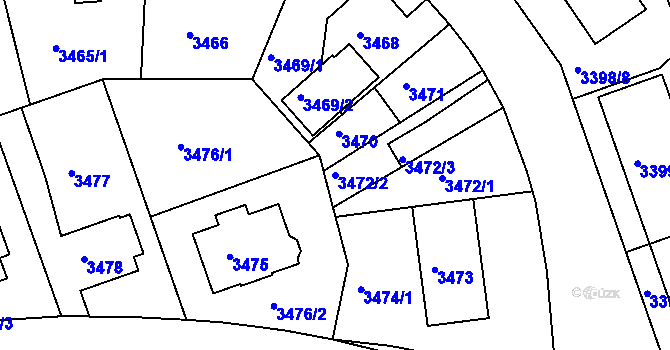 Parcela st. 3472/2 v KÚ Liberec, Katastrální mapa