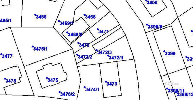 Parcela st. 3472/3 v KÚ Liberec, Katastrální mapa