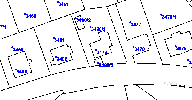 Parcela st. 3479 v KÚ Liberec, Katastrální mapa