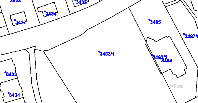 Parcela st. 3483/1 v KÚ Liberec, Katastrální mapa