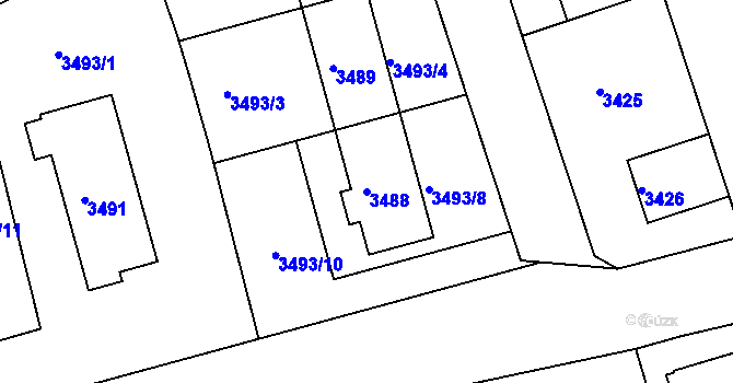 Parcela st. 3488 v KÚ Liberec, Katastrální mapa