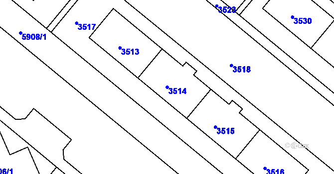Parcela st. 3514 v KÚ Liberec, Katastrální mapa
