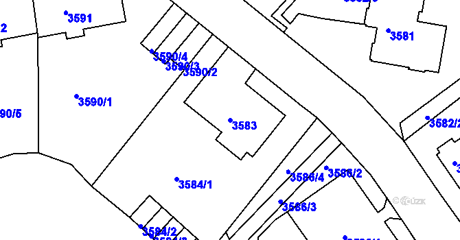 Parcela st. 3583 v KÚ Liberec, Katastrální mapa