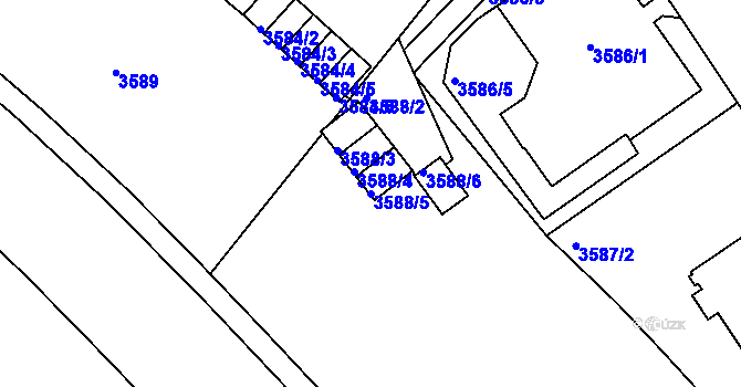 Parcela st. 3588/5 v KÚ Liberec, Katastrální mapa