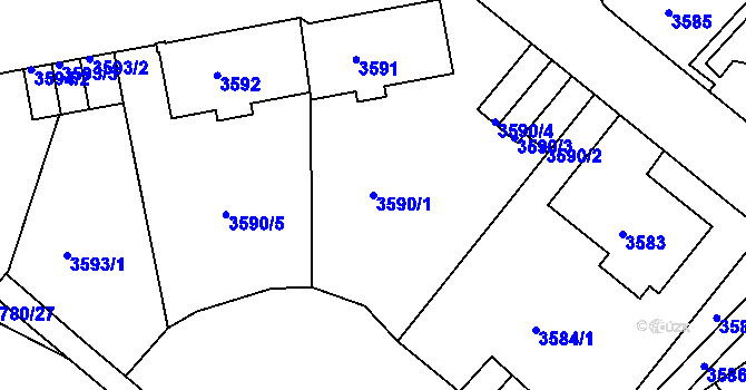 Parcela st. 3590/1 v KÚ Liberec, Katastrální mapa