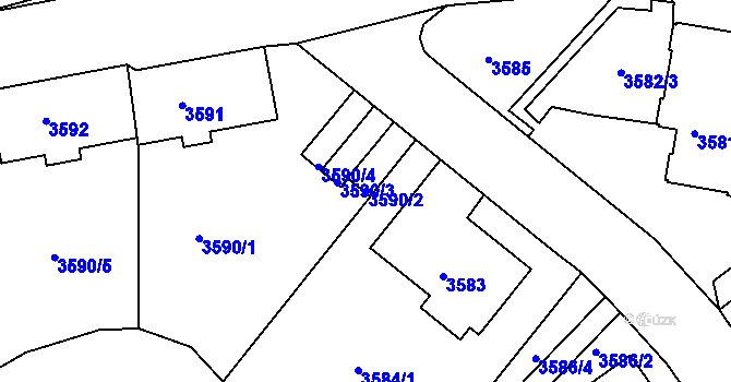 Parcela st. 3590/2 v KÚ Liberec, Katastrální mapa