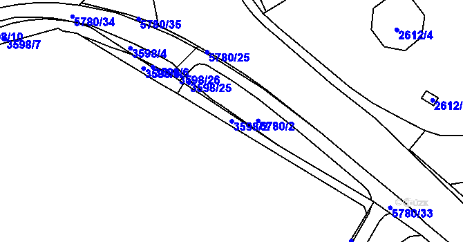 Parcela st. 3598/2 v KÚ Liberec, Katastrální mapa