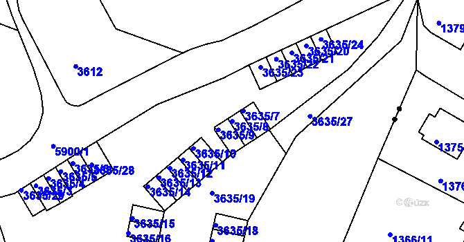 Parcela st. 3635/8 v KÚ Liberec, Katastrální mapa