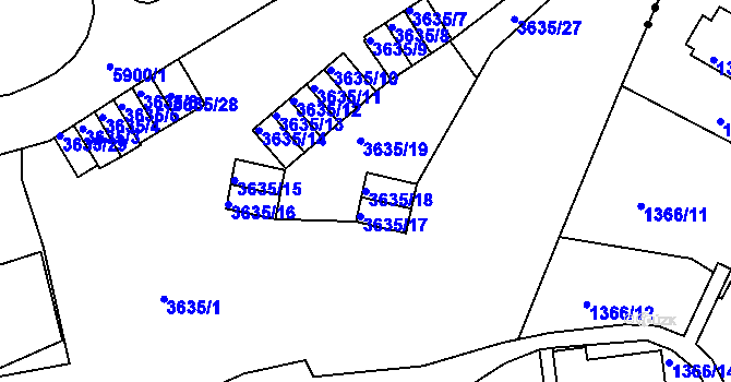 Parcela st. 3635/18 v KÚ Liberec, Katastrální mapa