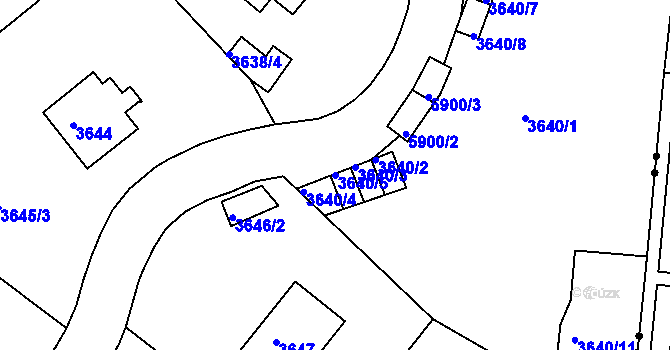 Parcela st. 3640/5 v KÚ Liberec, Katastrální mapa