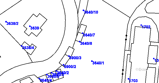 Parcela st. 3640/8 v KÚ Liberec, Katastrální mapa