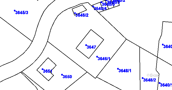 Parcela st. 3647 v KÚ Liberec, Katastrální mapa