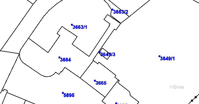 Parcela st. 3649/3 v KÚ Liberec, Katastrální mapa