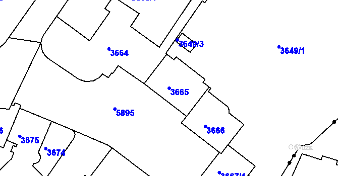 Parcela st. 3665 v KÚ Liberec, Katastrální mapa