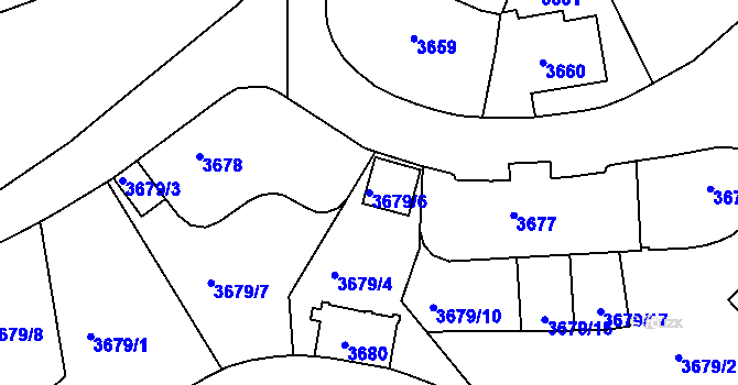 Parcela st. 3679/6 v KÚ Liberec, Katastrální mapa