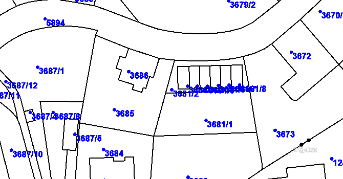 Parcela st. 3681/2 v KÚ Liberec, Katastrální mapa