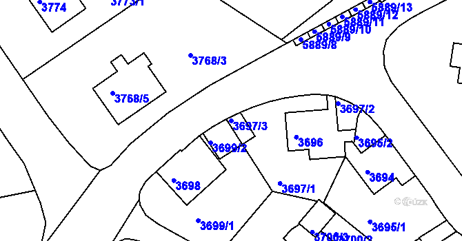 Parcela st. 3697/3 v KÚ Liberec, Katastrální mapa