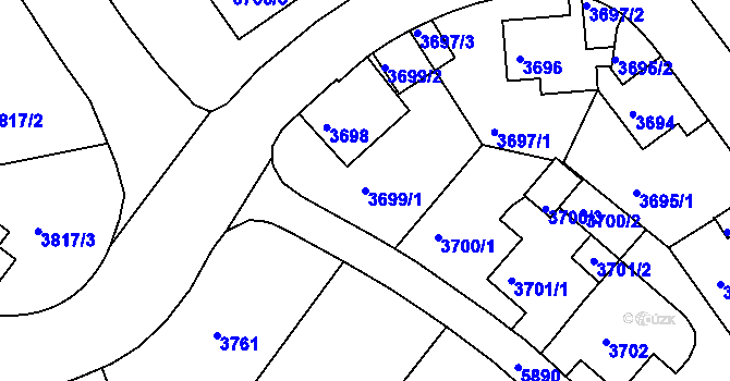 Parcela st. 3699/1 v KÚ Liberec, Katastrální mapa
