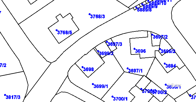 Parcela st. 3699/2 v KÚ Liberec, Katastrální mapa